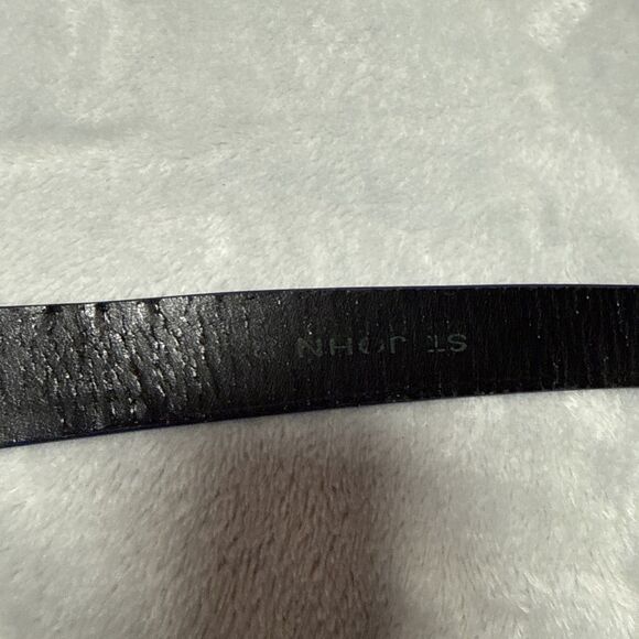 Vintage St. John Belt Navy Blue Leather With Gold Tone Buckle 37” Sz 12 main image 6